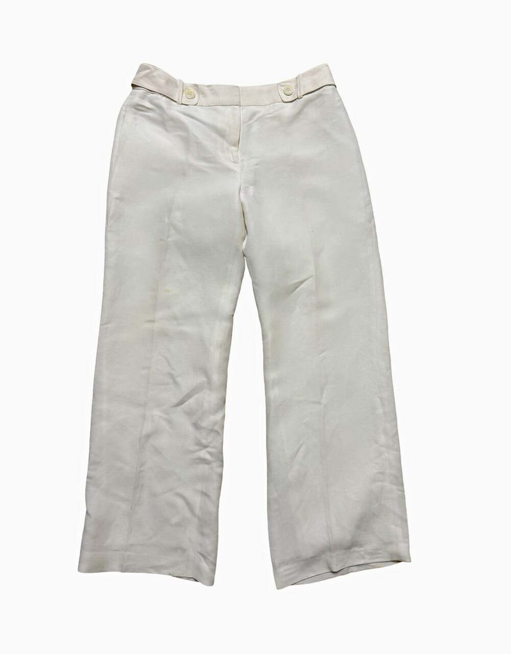 Ann Taylor Beige Linen Blend Wide Leg Lined Dress Pants Flat Front Size 12